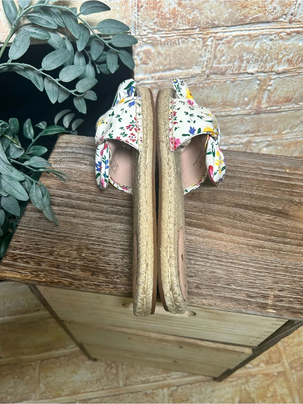 Kate Spade Geneva Garden Bouquet Floral Bow Espadrille Slide Sandals Size 9